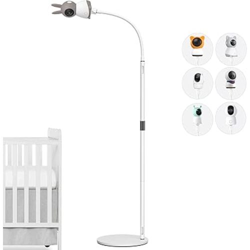 Telescopic Baby Monitor Floor Stand for BOIFUN Baby 2S/5S/6T, ieGeek ‎Baby 1T, DEATTI BM101-M, ARENTI P2Q/ B2, Momcozy BM01/BM03/BM04/BM02, Gooseneck Mount with Stable Base, Height Adjustable