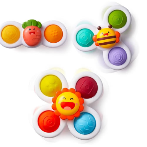 LiKee Strong Suction Cup Fidget Rotating Sensory Bath Toys for Baby
