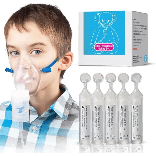 NAVEH PHARMA 3% Hypertonic Saline Solution for Nebulizer – Kids | 25 Single-Use Ampoules | Sodium Chloride Inhalation Solution for Gentle Airway Moisturizing | 125ML/4.22 FL OZ