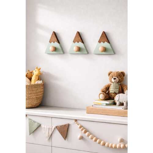 Wooden Mountain Wall Hook, Kids Room Nursery Decor, Handcrafted Adventure Theme