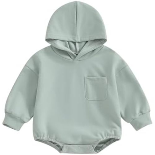 Thorn Tree Newborn Baby Boys Hooded Sweatshirt Long Sleeve Solid Romper Infant Baby Fall Winter Spring Outfits