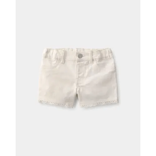 Baby Girl Eyelet Trim Twill Shorts - Cream - OshKosh B'gosh | Carter's