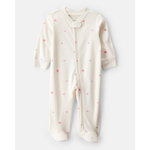 Baby Girl Valentine's Day Candy Heart 100% Cotton Snug Fit 2-Way Zip Sleep & Play Pajamas - Cream - Carter's | Carter's