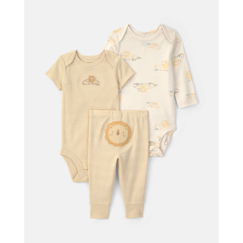 Baby 3-Piece Lion Bodysuit & Pant Set - Yellow/Ivory