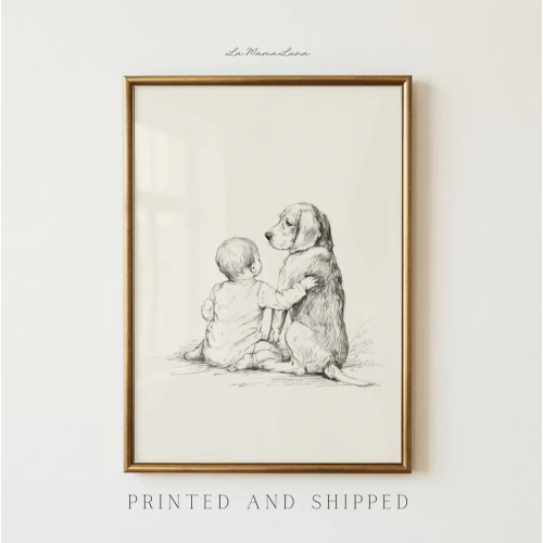 baby and beagle wall art