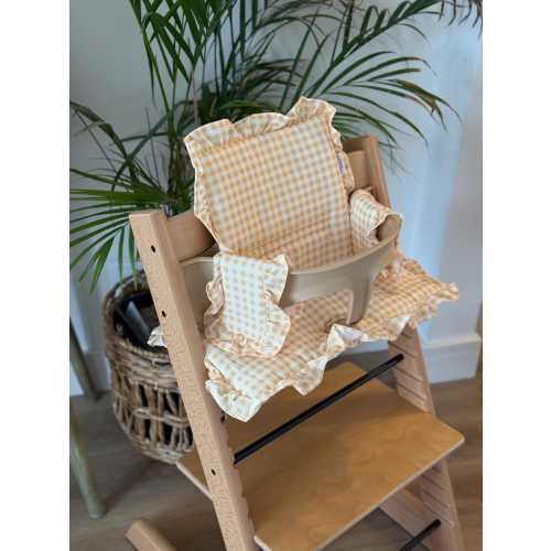 Lemon Gingham Ruffle Cushion For Stokke Tripp Trap