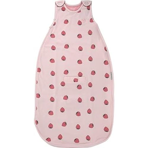 Woolino Merino Wool and Organic Cotton Ultimate Baby Sleep Sack - 4 Season Baby Wearable Blanket - Two-Way Zipper Adjustable Sleeping Bag - Universal Size (2-24 Months) - Strawberry