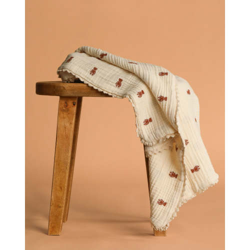 Organic Cotton Layered Gauze Baby Blanket - Teddy