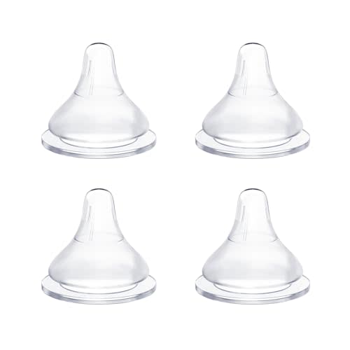 Silicone Bottle Nipples Compatible with Spectra Bottles, Replacement Soft Nipple for Baby 1+ Months, Anti-Colic, BPA-Free, Slow Flow, Size S, 4-Pack