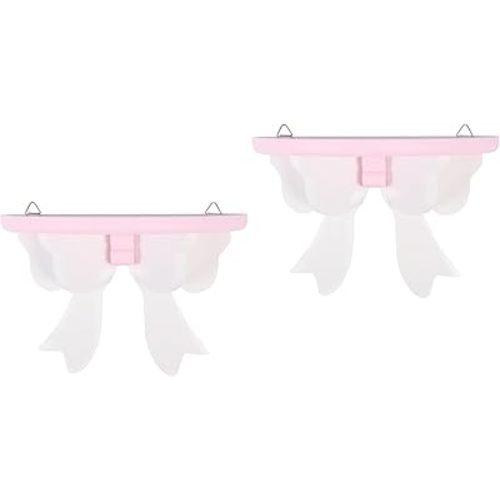 Amosfun 2pcs Wooden Floating Shelf Wall Mounted Bow Tie Shelf Semicircle Rack Wall-Mounted Storage Stand 8 x 3 Inch