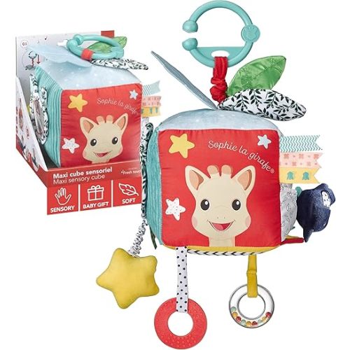 Sophie la girafe Maxi Sensory Cube | Soft, Fun & Easy to Grasp | 9 Activities to Awaken Baby's Senses