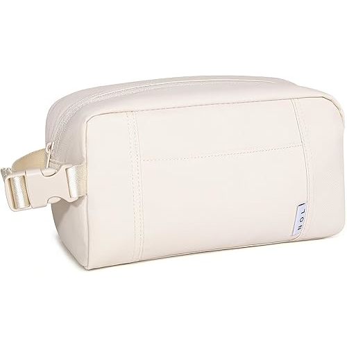 NOL Natural Organic Lifestyle Freezable Snack Bag, Leakproof Cooler Lunch Bag, Reusable, Zip Closure with Buckle Handle Nylon Waterproof Snack Box for Work Travel-Cream
