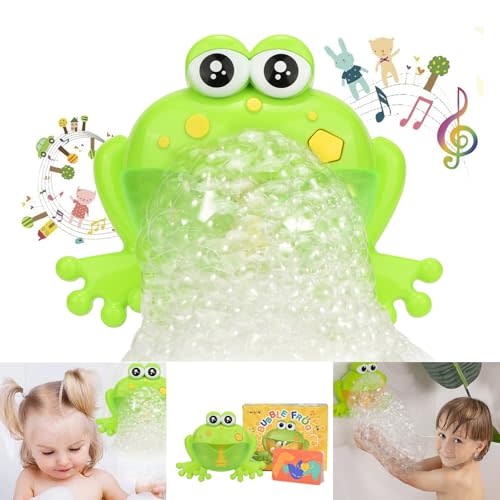 Light Up Baby Bath Bubble Toys,Tub Big Frog Automatic Bubble Maker Blower with 24 Music Baby Fun Shower Toys, for Boys, Girls