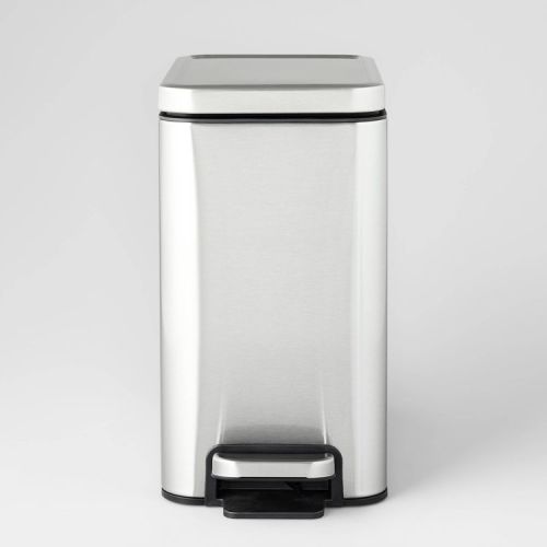 10L Stainless Slim Step Trash Can Silver - Brightroom™