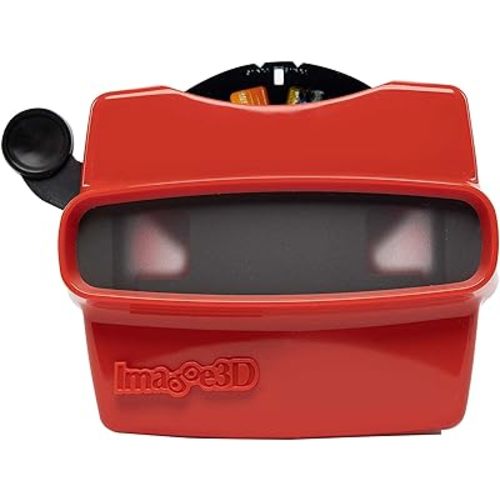 Custom Viewfinder Reel Plus RetroViewer - for Kids, & Adults, Classic Toys, Slide Viewer, Retro, Vintage, May Work in Old Toys (Red)