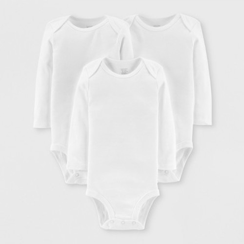 Carter's Just One You®️ Baby 3pk Long Sleeve Bodysuit White