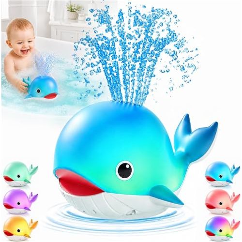 Whale Bath Toy Sprinkler, Light Up Baby Bath Toys for Kids, Pool Water Toy