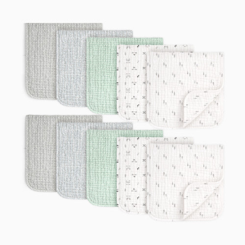 KeaBabies 10-Pack Lyra Muslin Burp Cloths - Nordic