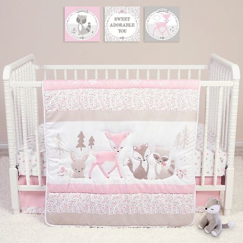 Sammy & Lou 4-Piece Forest Friends Crib Bedding Set in Pink