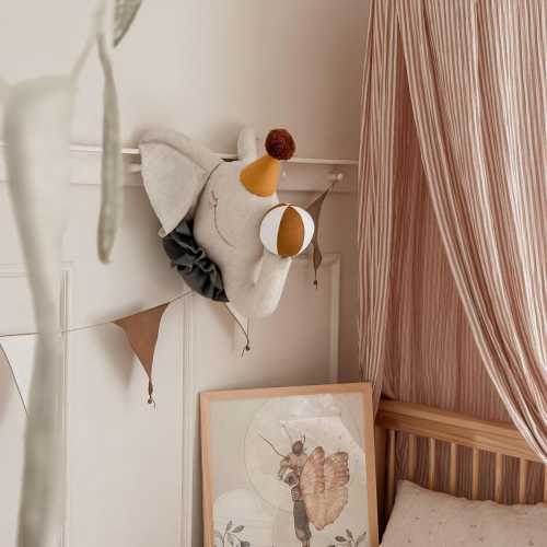 Elephant circus linen wall hanging - handmade nursery decor, baby room decoration, boho kids wall, baby shower gift, kids bedroom.