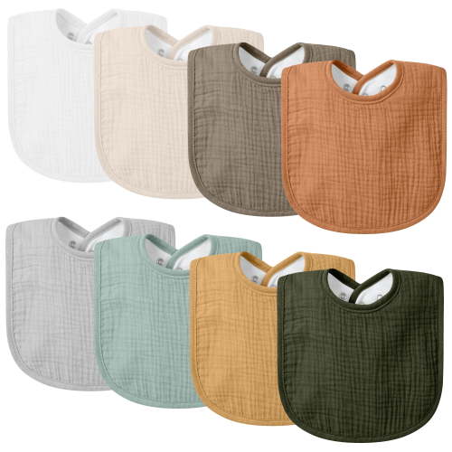 Muslin Baby Drool Bibs 8Pack Soft Square Adjustable Baby Bandana Bibs for Unisex Girls & Boys