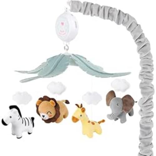 Animals Crib Mobile for Boys & Girls - Safari Baby Mobile for Crib with Upgraded 3-Mode Music Box, Fits Standard Cribs, Nursery Mobiles