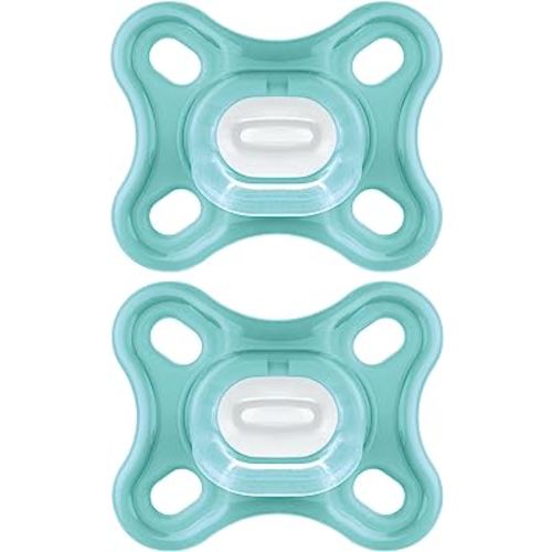MAM Comfort Baby Pacifiers, Lightweight One-Piece Full Silicone Binky for Newborns 0-3 Months, BPA-Free Nipple, Easy to Clean Pacifier, Best for Breastfed Babies, with Sterilizer Case, 2 Count Binkies