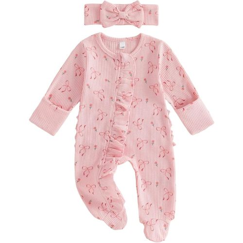 Newborn Baby Girl Fall Winter Outfits Clothes Knit Jumpsuit Ruffle Romper Newborn Coming Home Outfit for Baby Girl