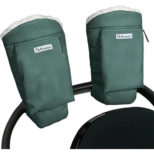 7AM Enfant Stroller Warmmuffs Gloves - Anti-Freeze Stroller Mittens for Handlebars, Water Repellent Hand Warmer Muff for Cold Weather, Plush Lined Stroller Warmmuffs | Winter Stroller Accessories