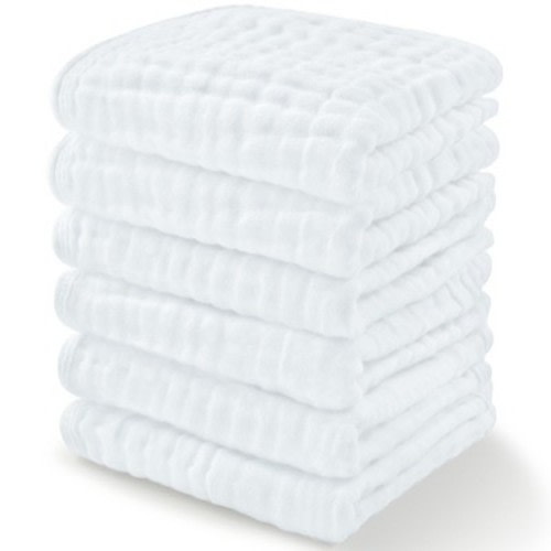 Baby Washcloths Muslin Cotton, Large 10”x10” by Comfy Cubs, Color: White, Size: pack of 6