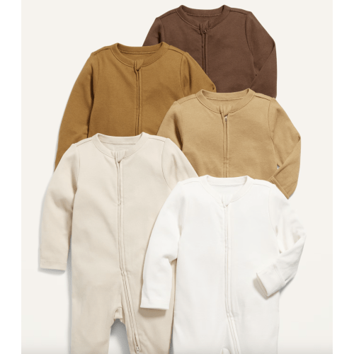 Unisex 2-Way-Zip Footie Sleep & Play One-Piece 5-Pack for Baby