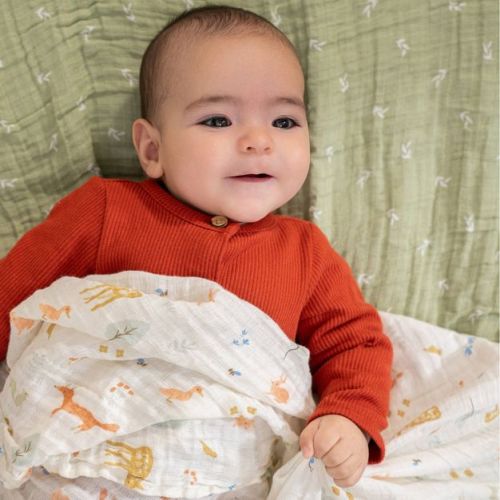 aden + anais essentials 4pk Cotton Muslin Swaddle Blankets - Sage Woodland
