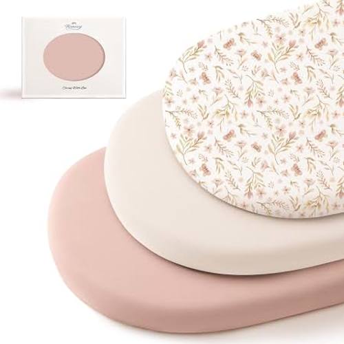 Amazon.com: Konssy 3 Pack Stretchy Bassinet Sheets for Baby Girls and Boys, 32"x16" | Silky-Soft & Breathable, Bassinet Mattress Sheet, Compatible with Halo Bassinest Swivel Sleeper, Graco, Snoo (Pink Spring)