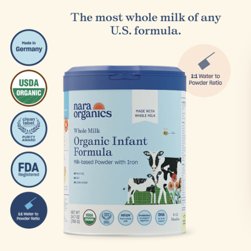 Organic Whole Milk Infant Formula – Full size cans – Nara Organics