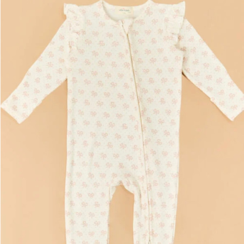 Vintage Mini Bows Ruffle Footie