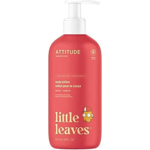ATTITUDE Body Lotion for Kids, EWG Verifed Moisturizer, Dermatologically Tested, Plant and Mineral Based Cream, Vegan, Mango, 16 Fl Oz
