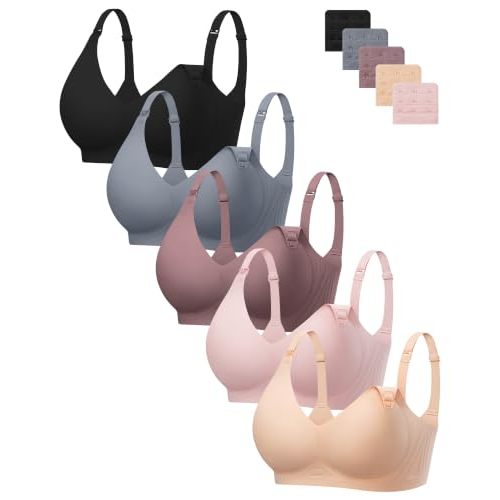 Angelhood Jelly Nursing Bras for Breastfeeding Seamless Maternity Bra | W-Shaped Jelly Support, Full Coverage, Adjustable Straps, Extra Bra Extenders, Ultra Comfort Pregnancy & Sleep Bralette