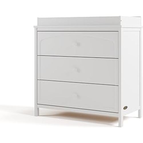 Graco Olivia 3 Drawer Changing Table Dresser (White) – GREENGUARD Gold Certified Baby Dresser with Changing Table Top, Includes Interlocking Drawer System