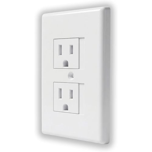 Mommy's Helper Safe Plate Self Closing Electrical Outlet Covers, Baby Proofing Safety Wall Socket Plate, Automatic Sliding Cap Cover Standard Wall Outlet Cover, White