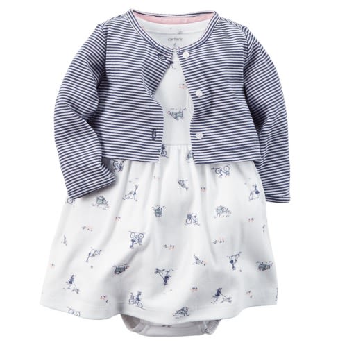 Baby Girl 2-Piece Bodysuit Dress & Cardigan Set | Carters.com