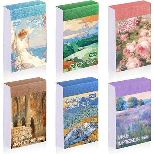 Washi Stickers, 6 Sets 300 Pcs Aesthetic Sticker Book for DIY Journaling, Journaling Supplies for Bullet Journal Art Diary Card Craft Gifts Planner Notebook