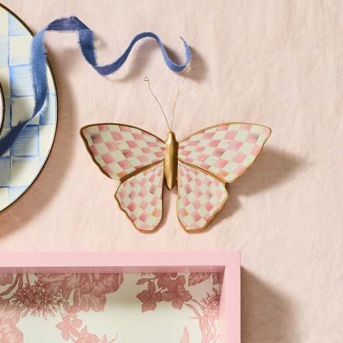 MacKenzie-Childs | Rosy Check Wall Decor Butterfly Duo