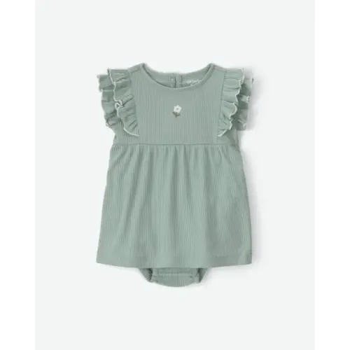 Baby Girl Flower Short-Sleeve Bodysuit Dress - Green | Carter's