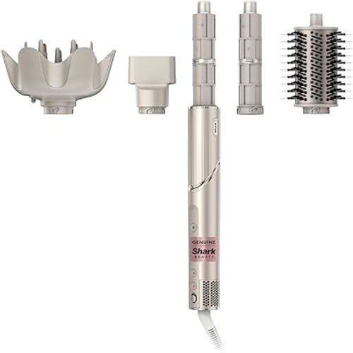 Shark HD435 FlexStyle Air Styling & Drying System, Powerful Hair Blow Dryer & Multi-Styler with Auto-Wrap Curlers, Curl-Defining Diffuser, Oval Brush, & Concentrator Attachment, Stone