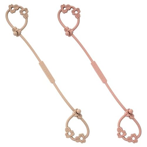 Toy Safety Straps, Silicone Pacifier Clips, Adjustable Stretchable Sippy Cup Straps for Strollers, High Chair, Cribs, Hanging Baskets, Car Seat, Shopping Trolley, 4 Pack, (Ether+Sage+Muted+Apricot)