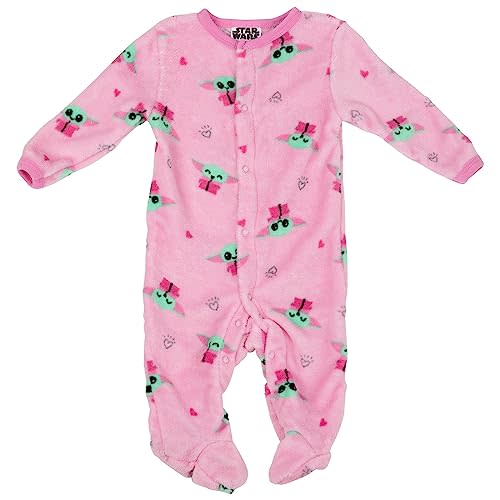 STAR WARS Baby Girls Baby Yoda Pajamas One Piece - Baby Footie Pajamas - Baby Girl Sleepers
