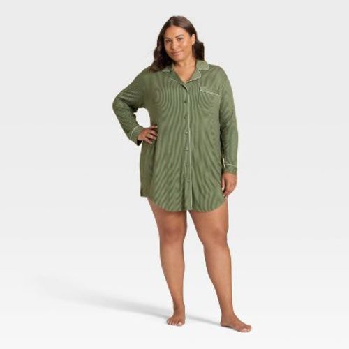 Women's Cloud Knit Modal Notch Collar Long Sleeve Nightgown - Auden™