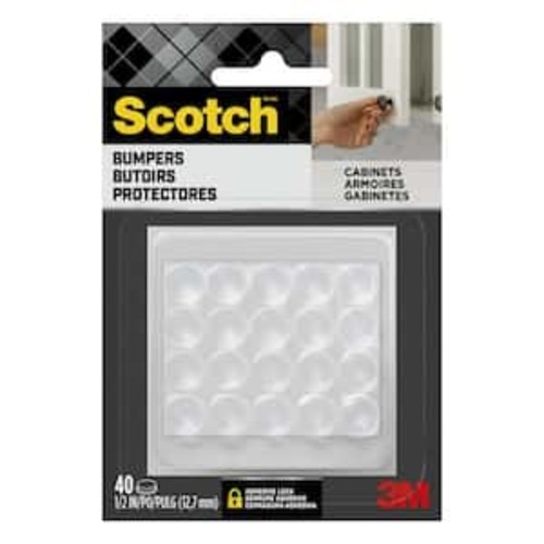Scotch 1/2 in. Clear Self-Stick Rubber Pad Bumpers, 40 Pack