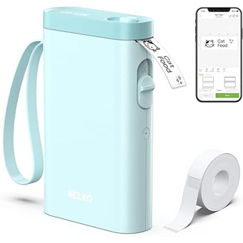 Nelko Label Maker Machine with Tape, P21 Bluetooth Label Printer, Wireless Mini Label Makers with Multiple Templates for School Office Home, Cyan