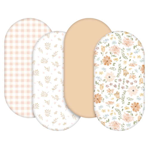 Gllquen Baby Fitted Bassinet Sheets Set 4-Pack For Newborn Infant Baby Boys Girls, Pastoral Whispers